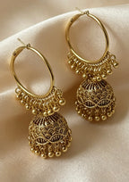 Noor Pearl Tassel Hoop Jhumka Earrings