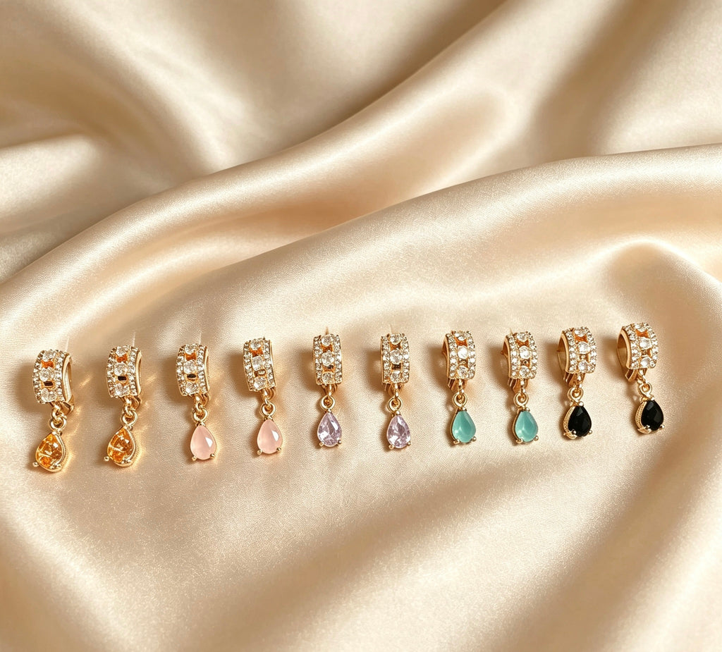 American Diamond Small Hooped Tear Drop Earrings