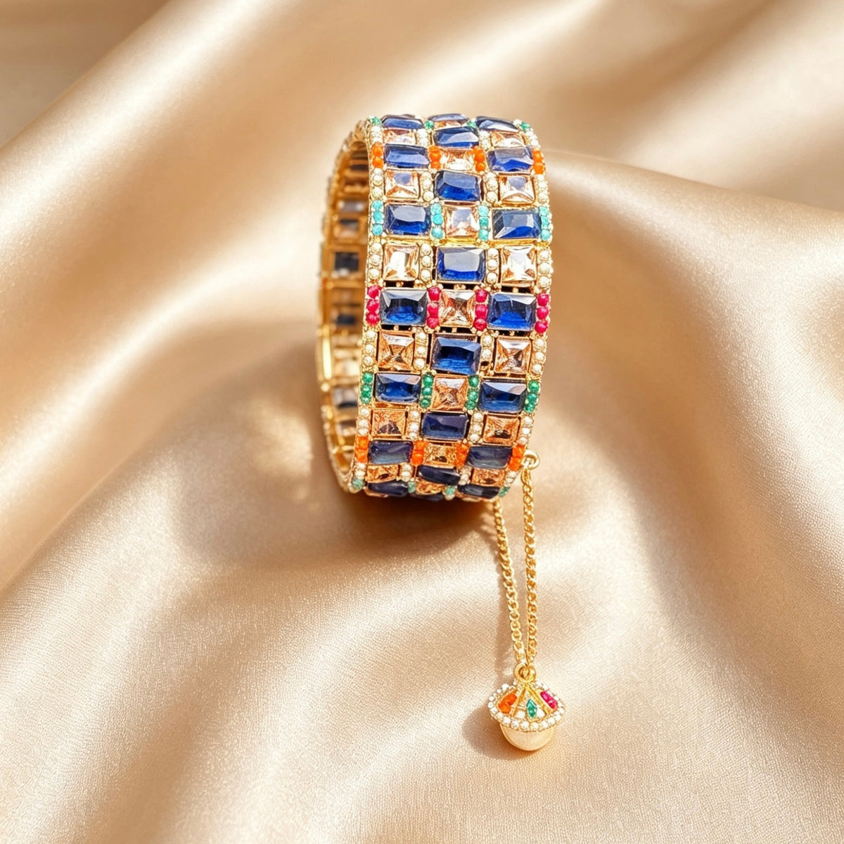 Navy Multi-Stone Openable Kara
