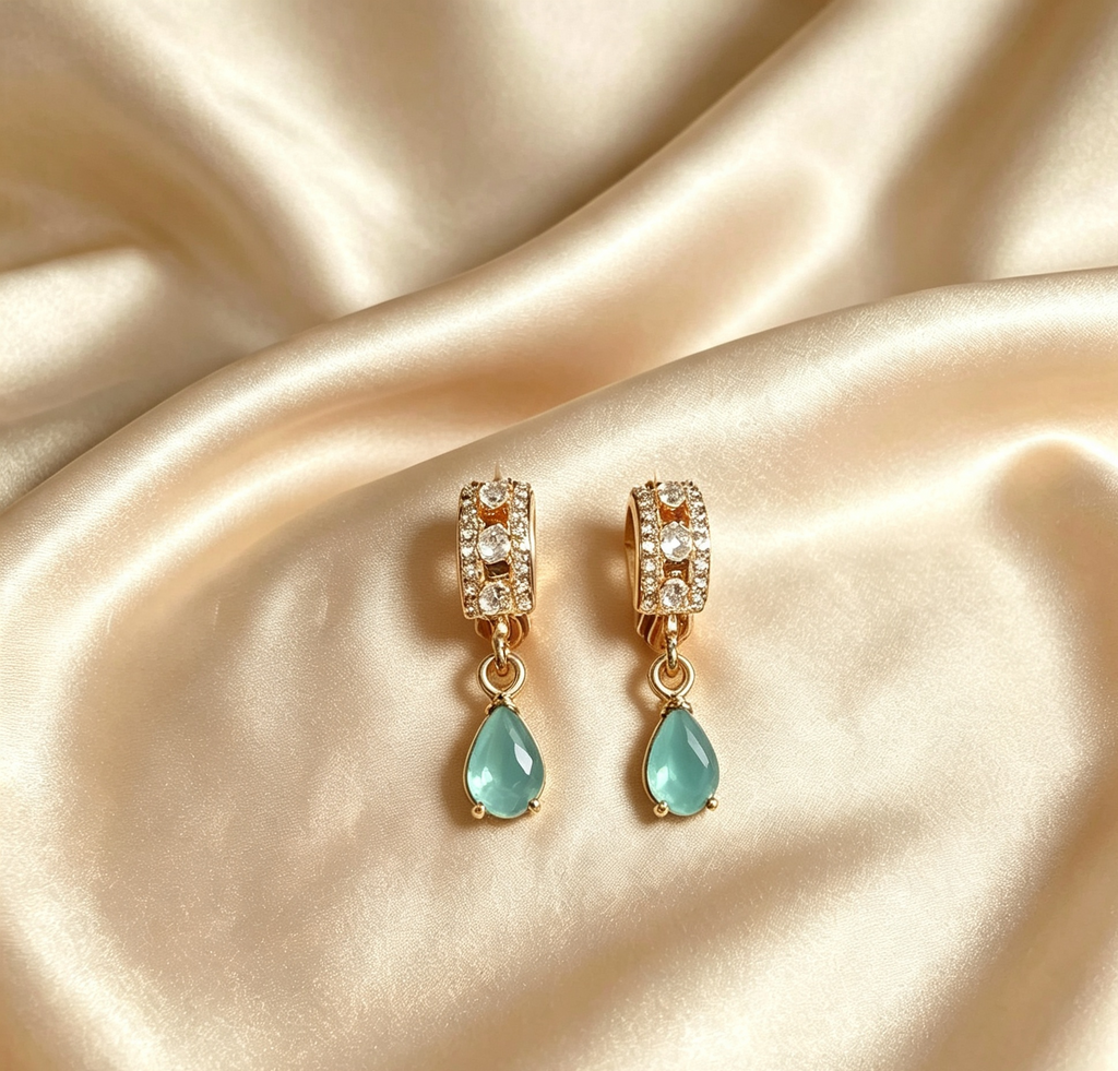 American Diamond Small Hooped Tear Drop Earrings