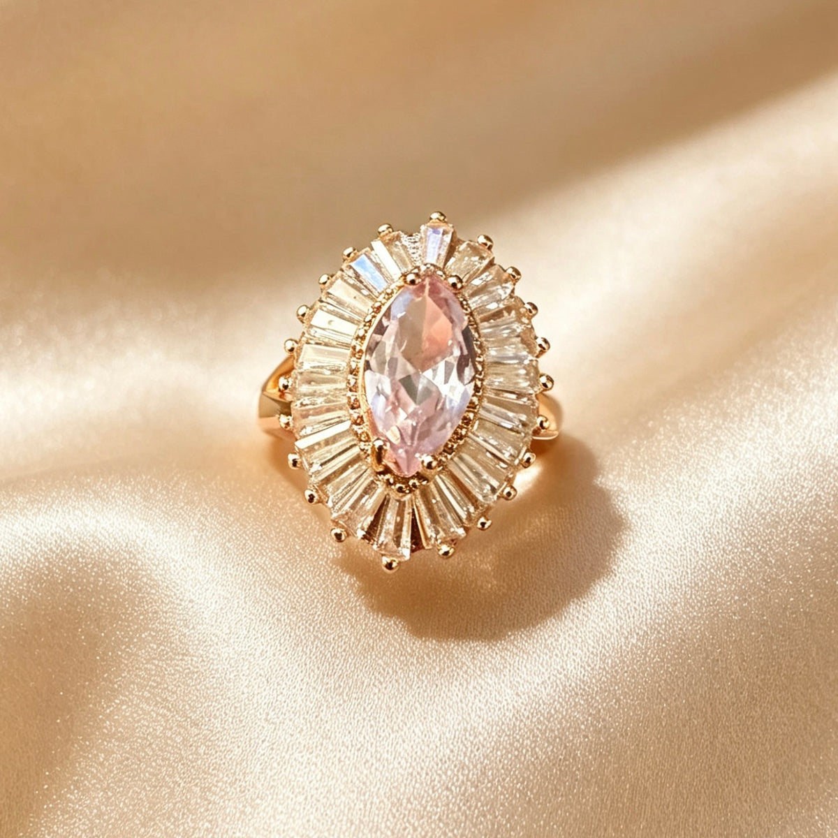 Sunburst Halo Stone Ring