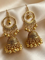 Noor Pearl Tassel Hoop Jhumka Earrings