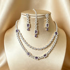 American Diamond Double Layer Purple Set