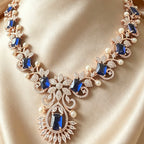 Navy Nocturne American Diamond Jewellery Set