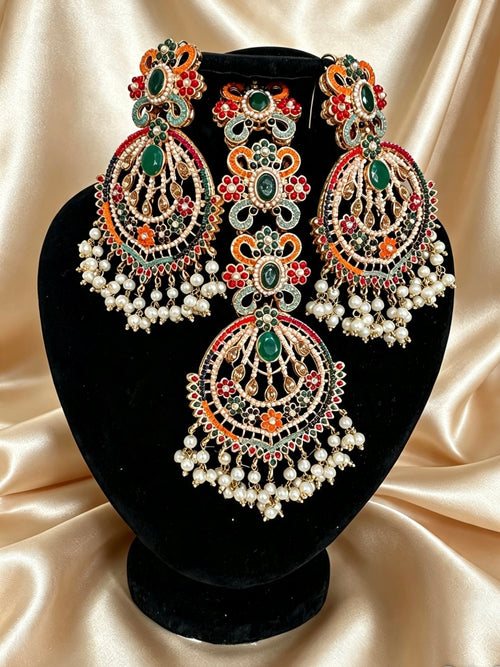 Autumn Pearl Large Luxe Earrings & Tikka