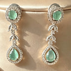 Moonlit Mint & Silver American Diamond Jewellery Set
