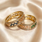 Leaf Stone Multi-Bangle Pair.  Openable. 2.6" - 2.10"