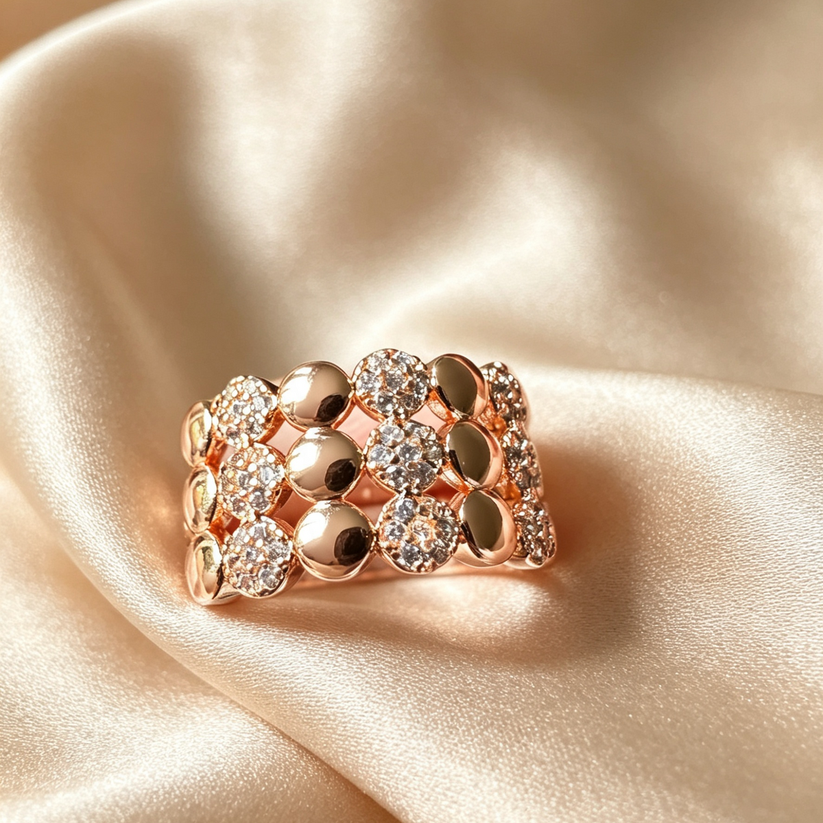White Zircon & Gold-Tone Ring