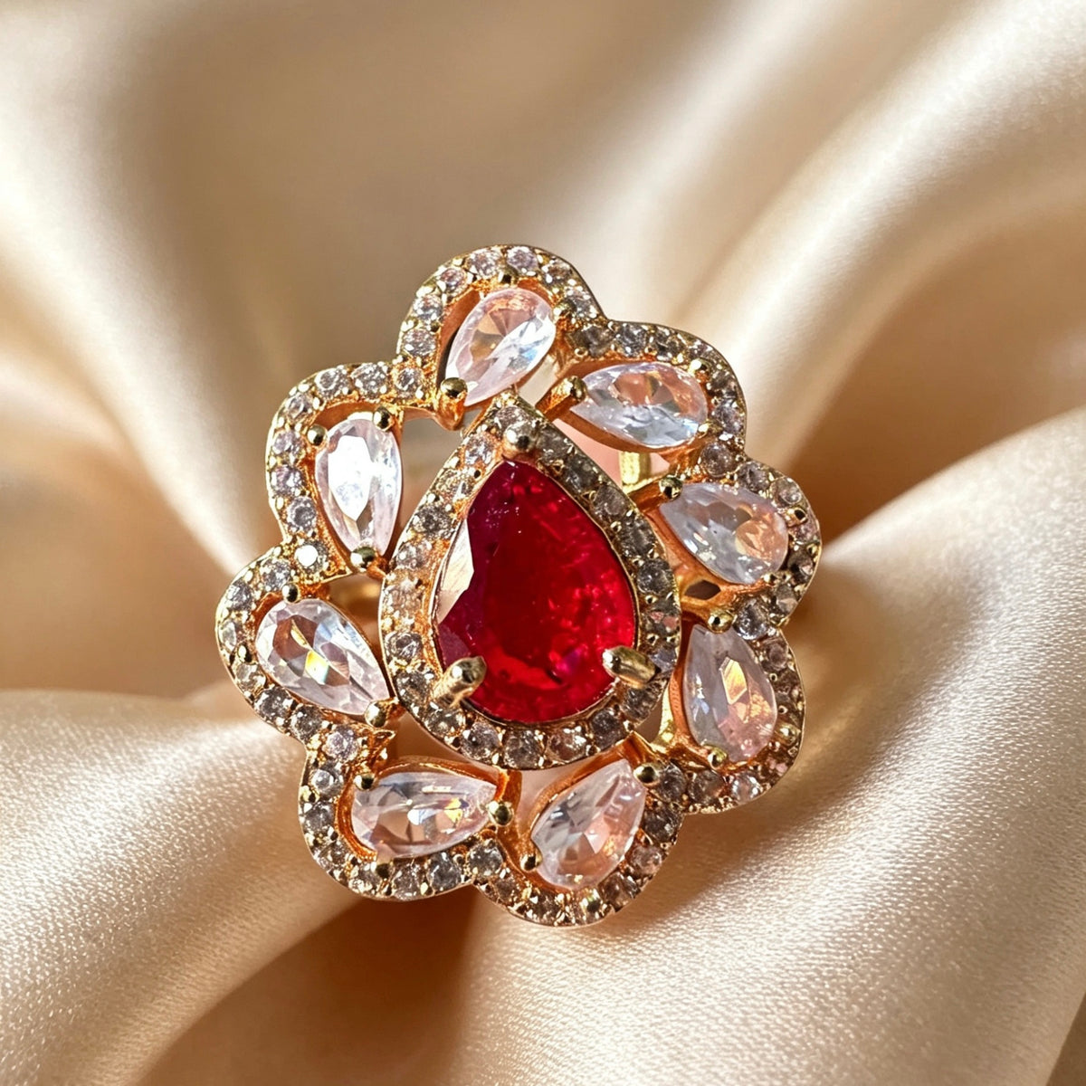 Blossom Gleam Ring  (Adjustable)