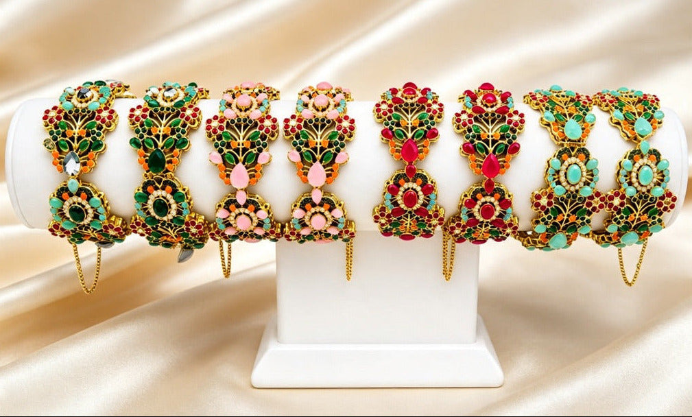 Royal Gardenia Gemstone Cuff   (Openable).   2.4"-2.8"