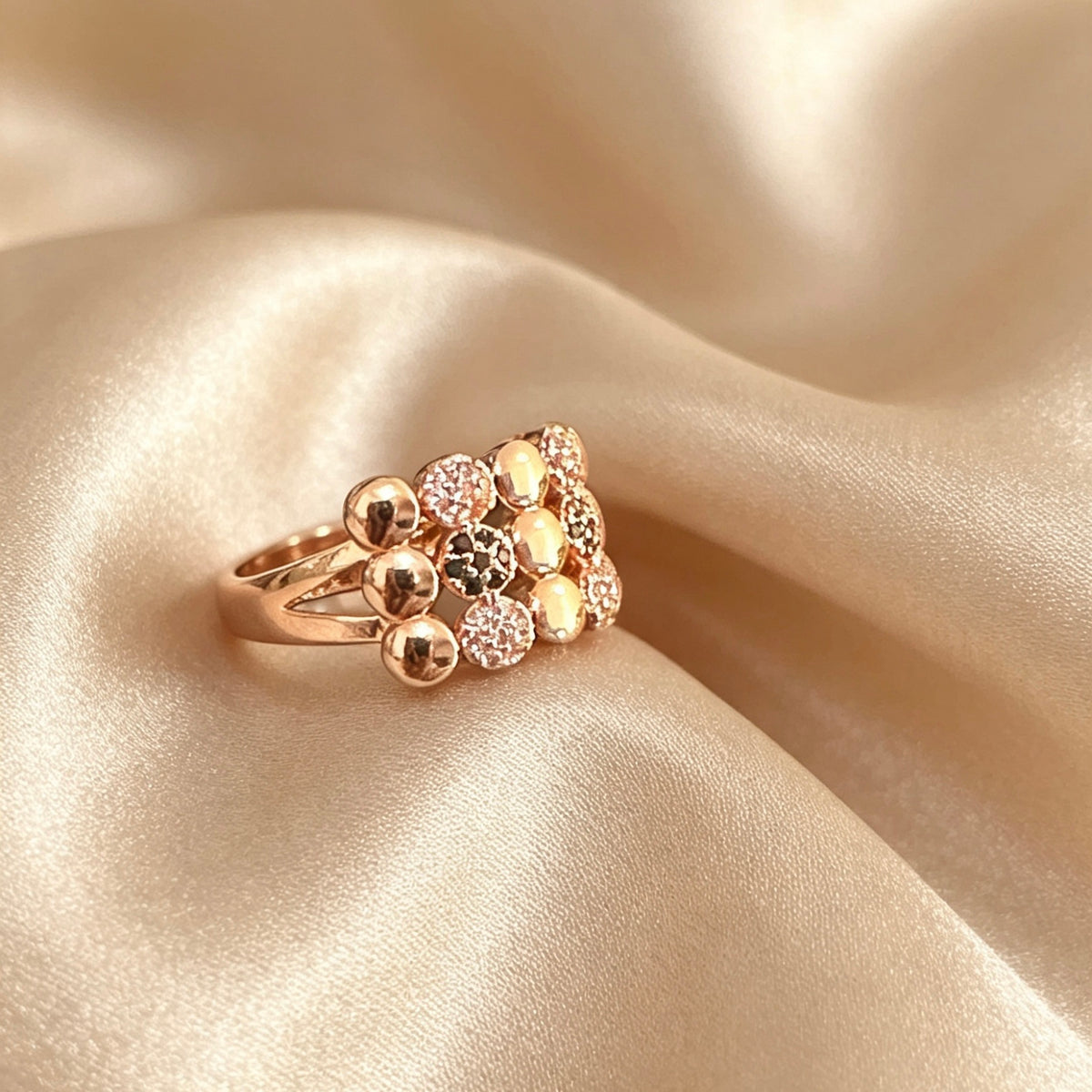 White Zircon & Gold-Tone Ring