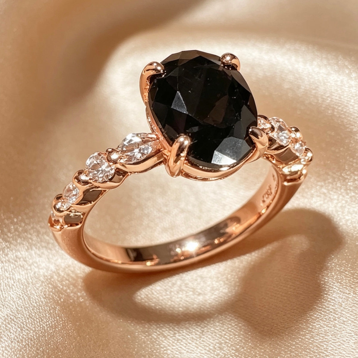 Gold & Black Onyx Zircon Ring