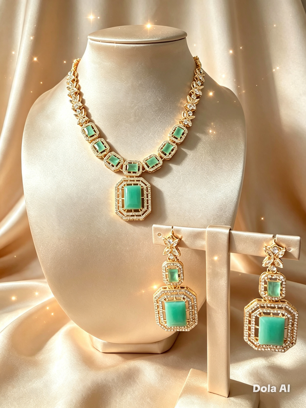 Celadon Radiance Mint & Gold Jewellery Set