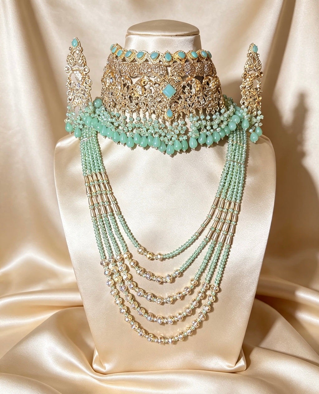 Mint Peacock Statement Bridal Set