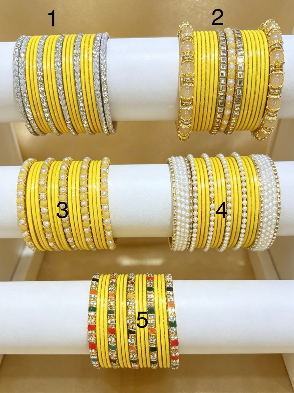 Yellow Statement Bangles   2.6"