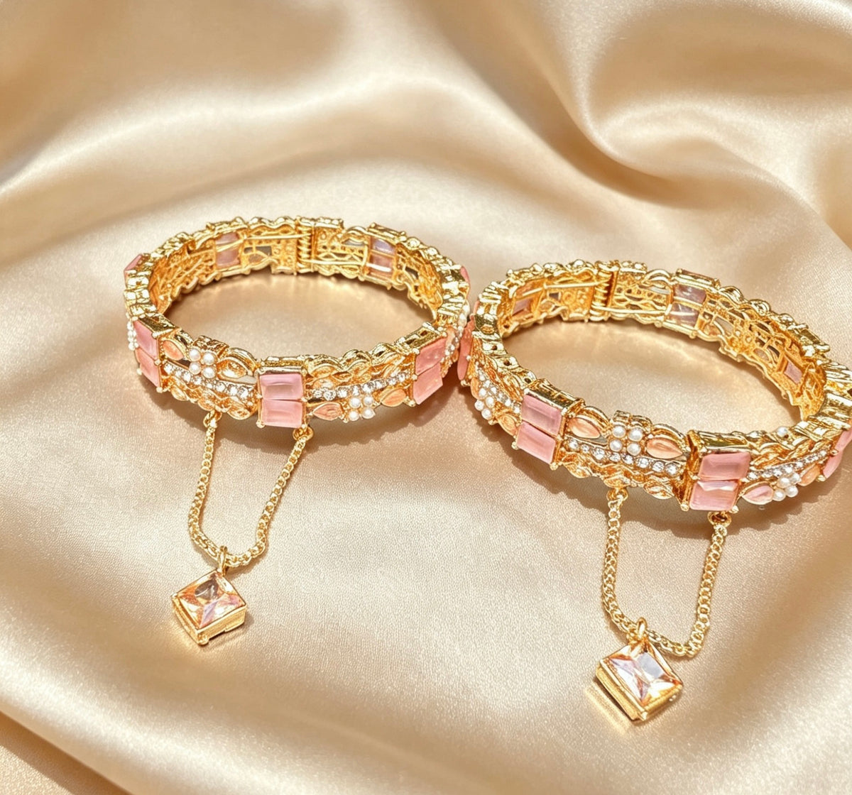 Rose Pink Gold Openable Kara Pair