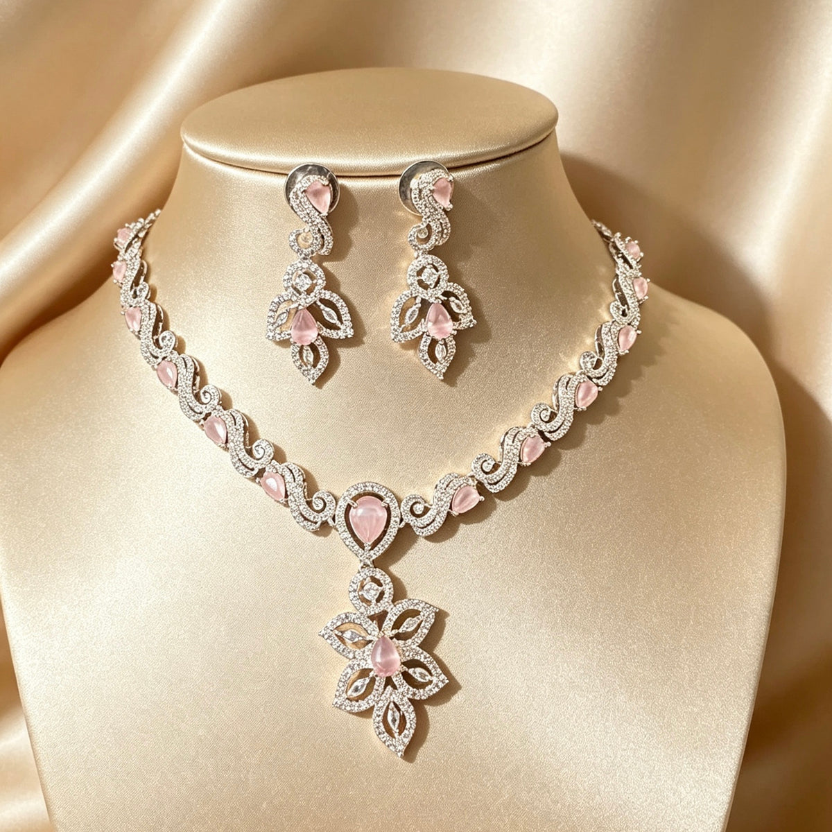 American Diamond Pink Statement Settoo