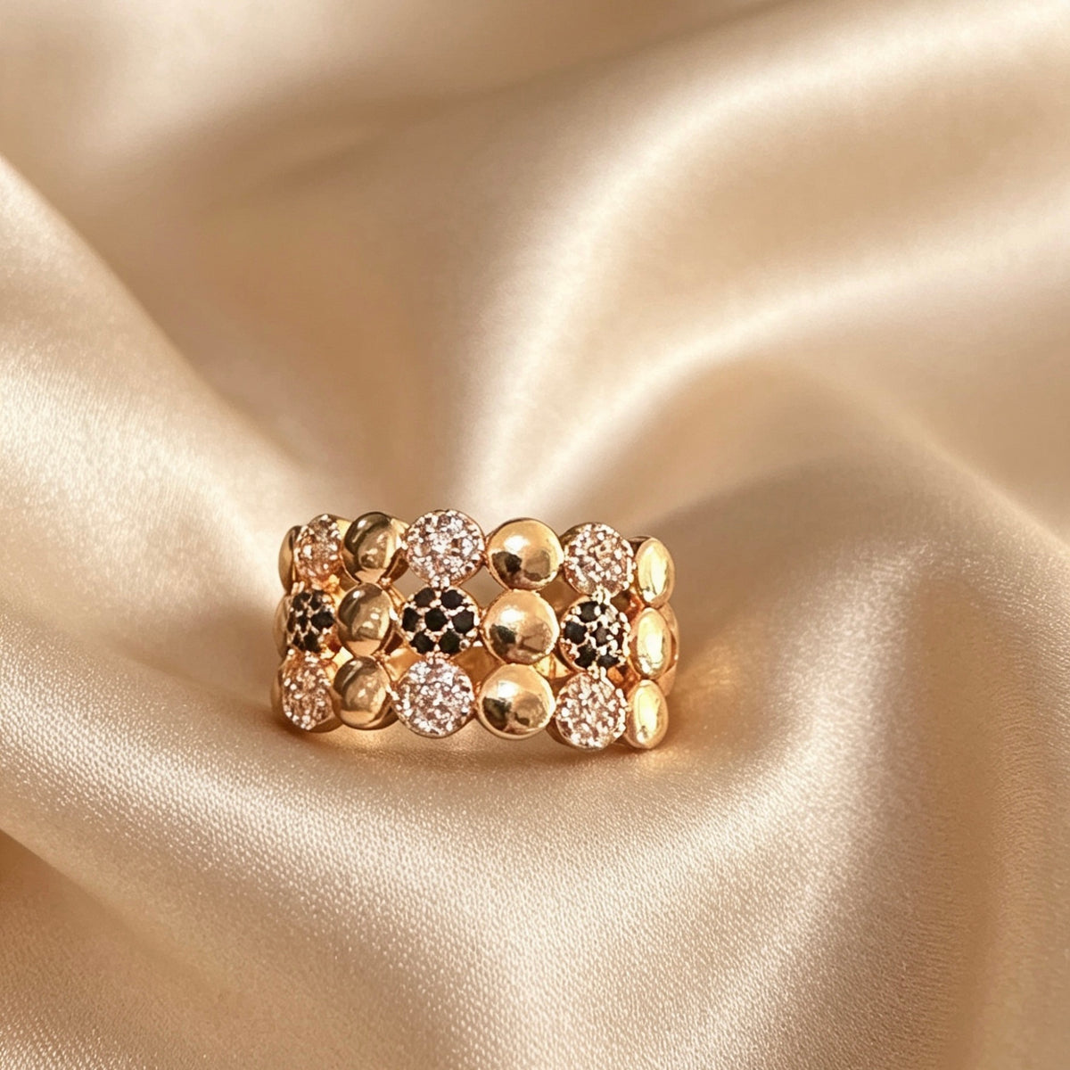 White Zircon & Gold-Tone Ring