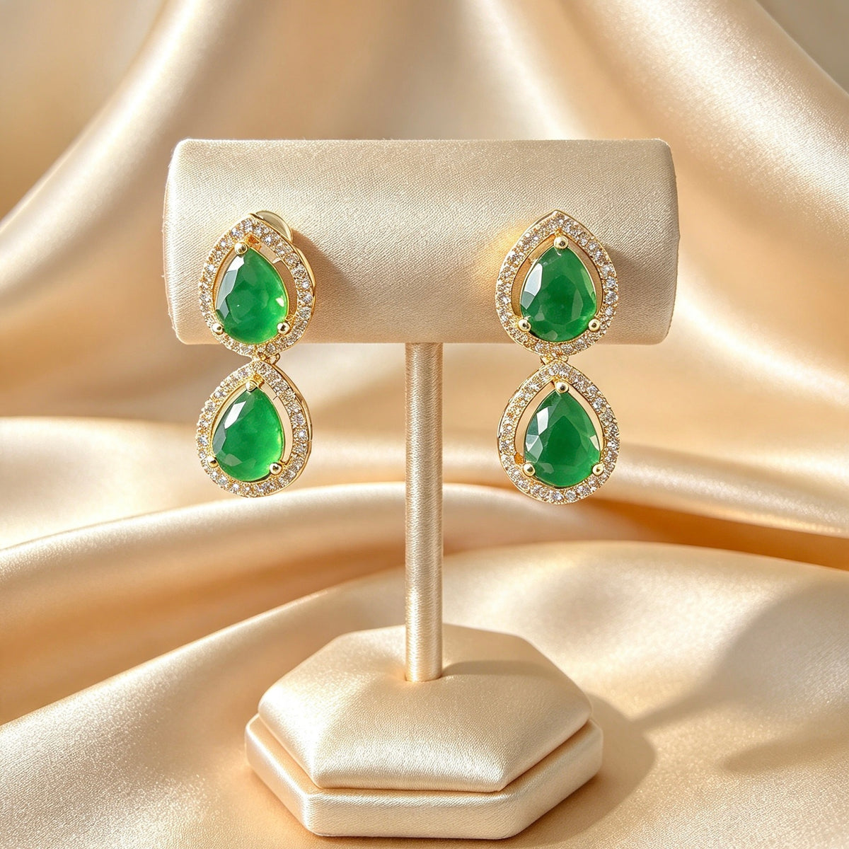 Noor-e-Sabz Green American Diamond Jewellery Set