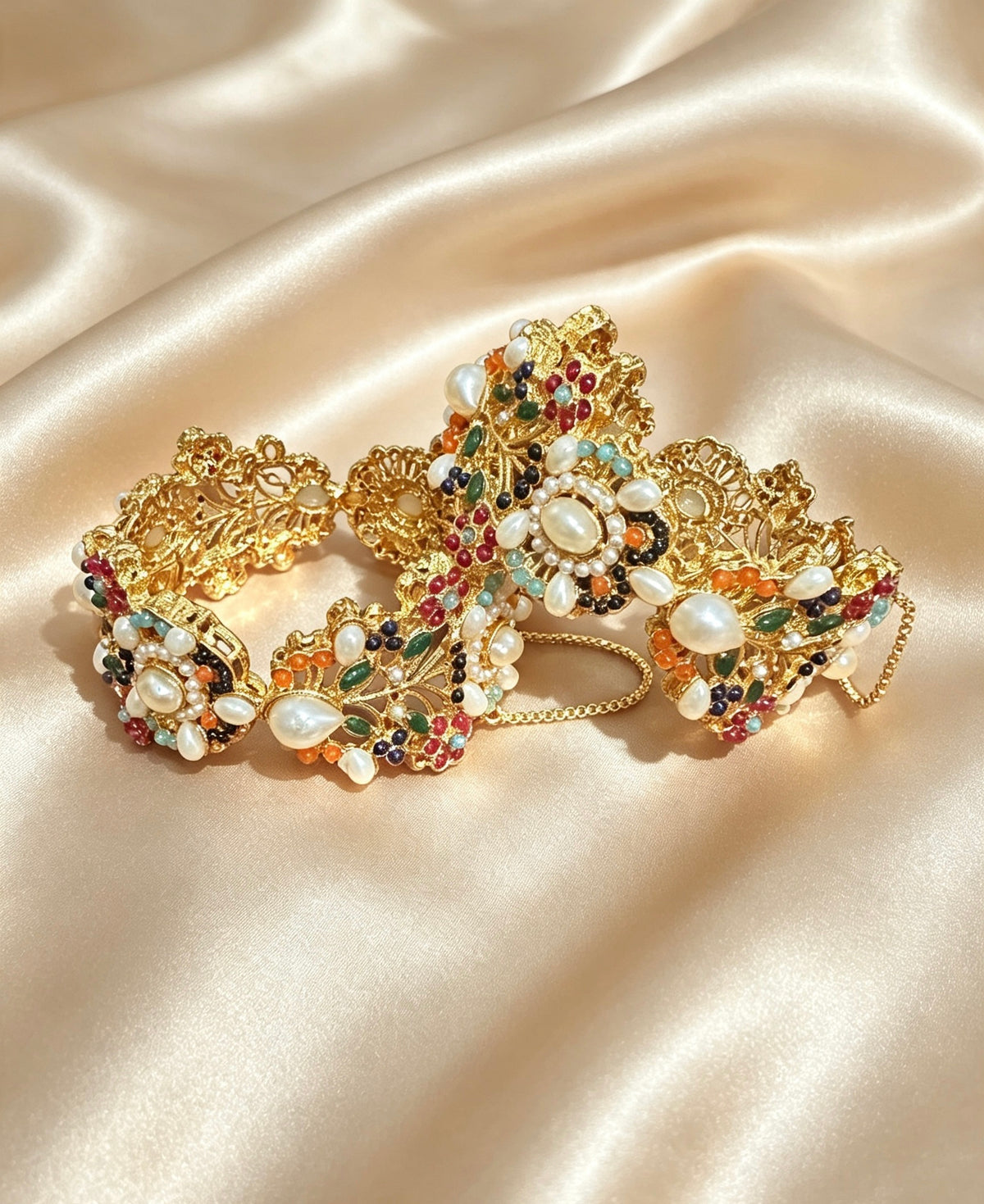 Royal Gardenia Gemstone Cuff   (Openable).   2.4"-2.8"