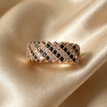 Gold & Black Onyx Zircon Ring