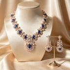 Navy Nocturne American Diamond Jewellery Set