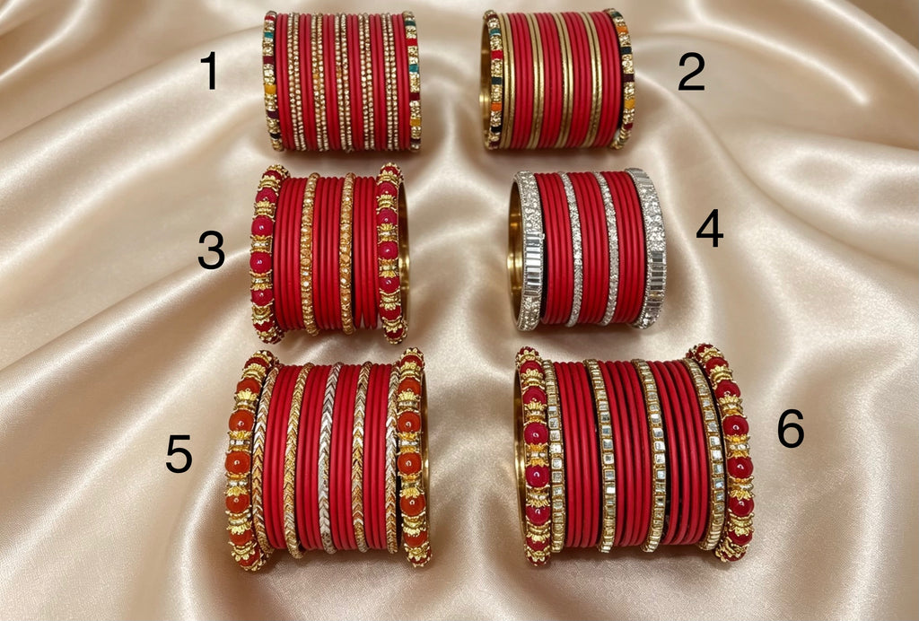 Red Statement Bangle Sets  2.6"