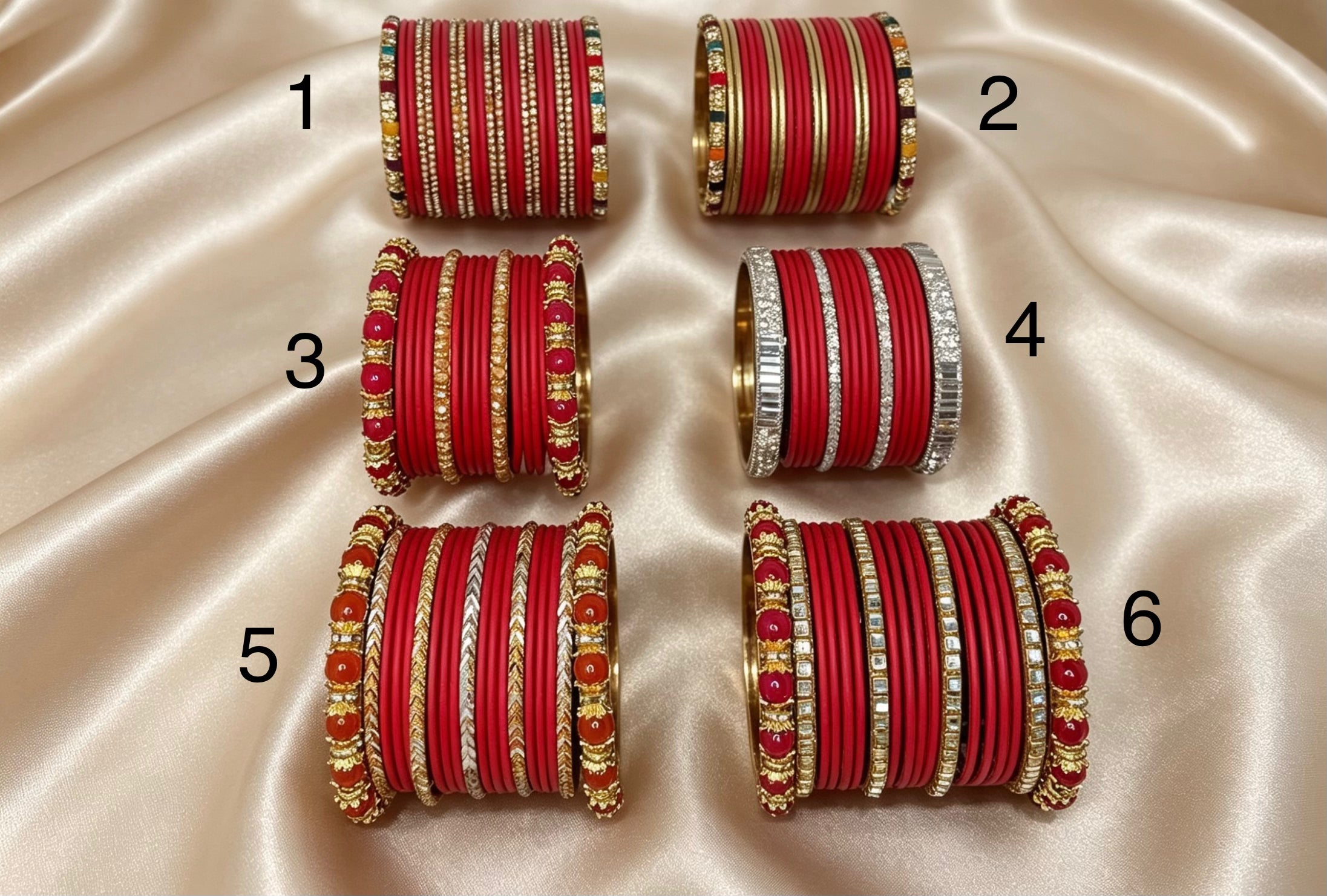 Red Statement Bangle Sets  2.6"