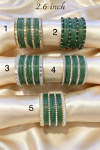 Bottle Green Statement Bangle Sets  2.6"