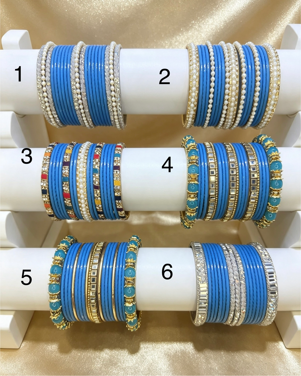 Ferozi Blue Statement Bangles   2.6"