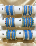Ferozi Blue Statement Bangles   2.6"