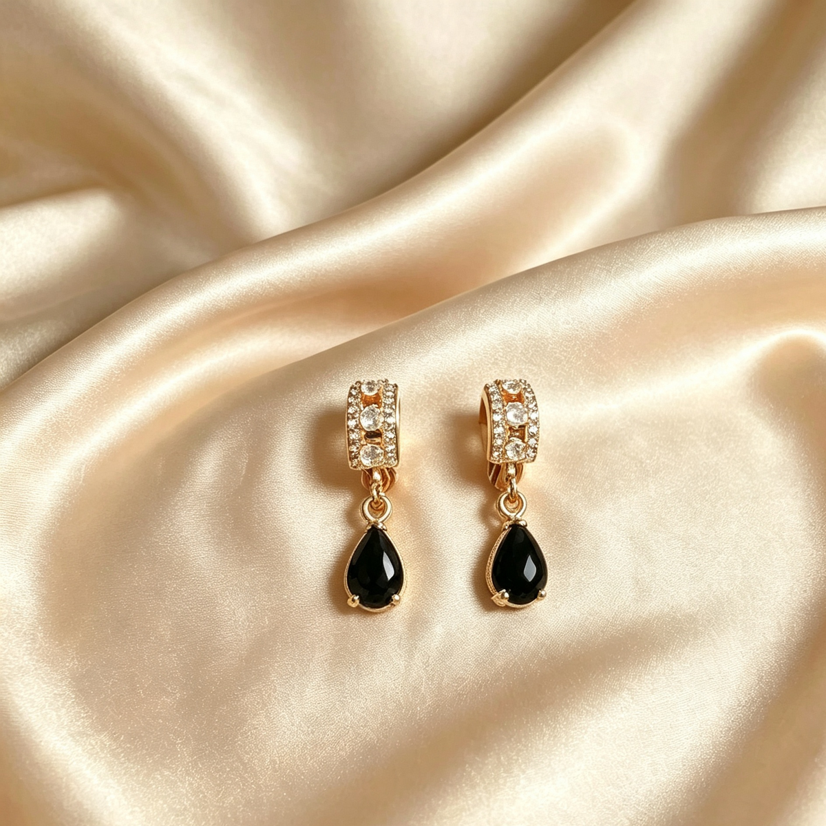 American Diamond Small Hooped Tear Drop Earrings