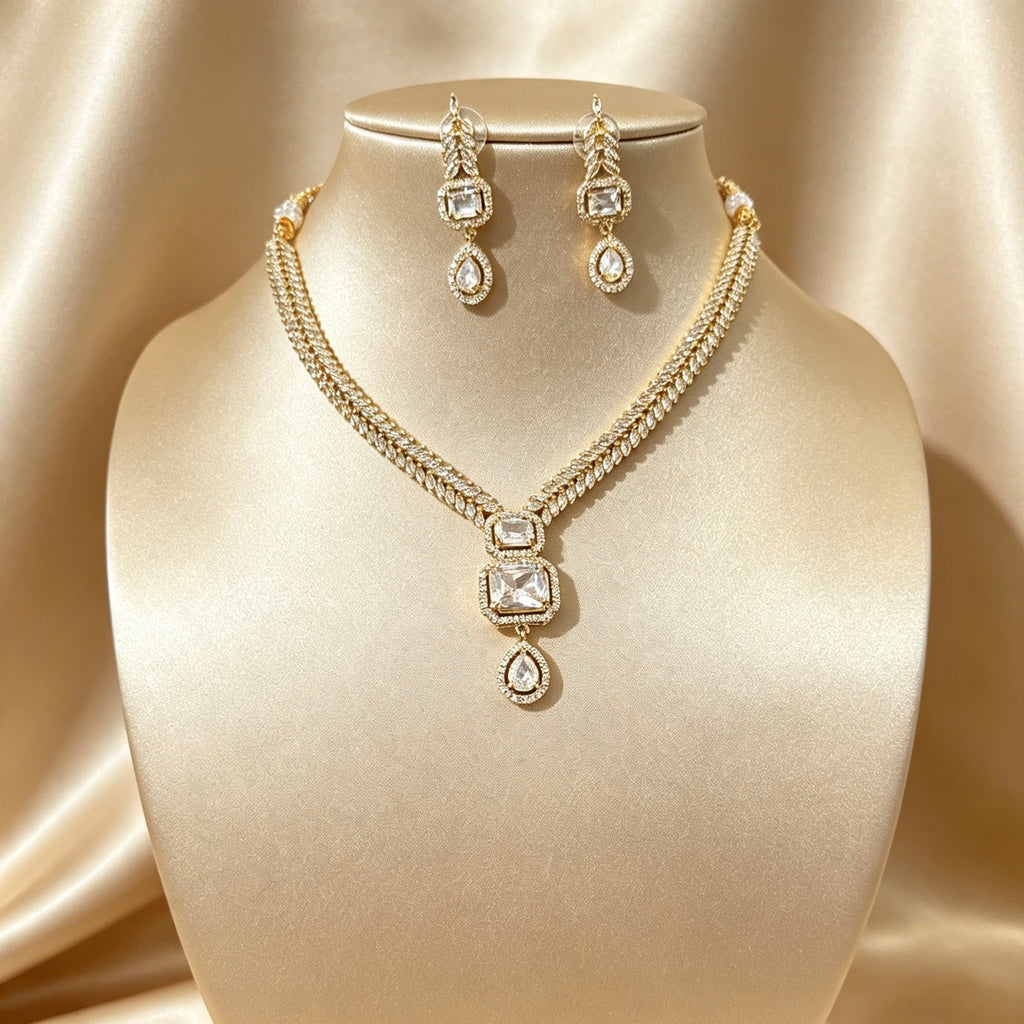 American Diamond Gold Statement Set