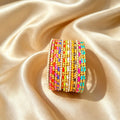 Multicolour Crystal Bangle Set   2.8"