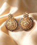 Blue & Gold Crystal Statement Earrings