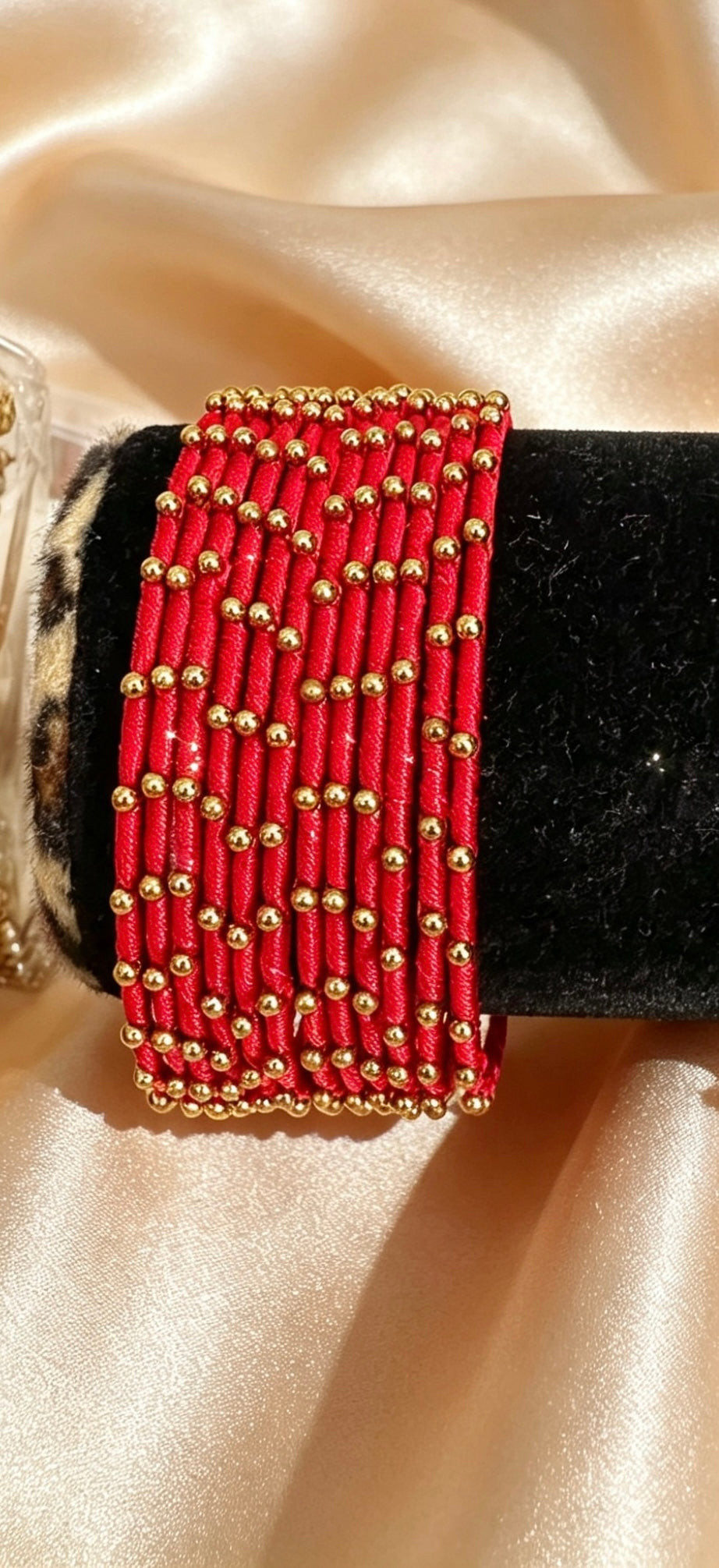 Woven Gold-Accent Metal Bangle Stack