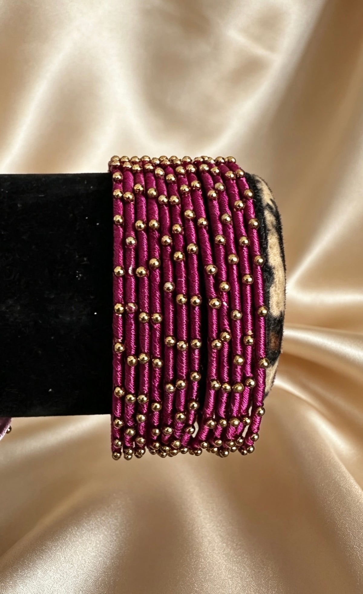 Woven Gold-Accent Metal Bangle Stack