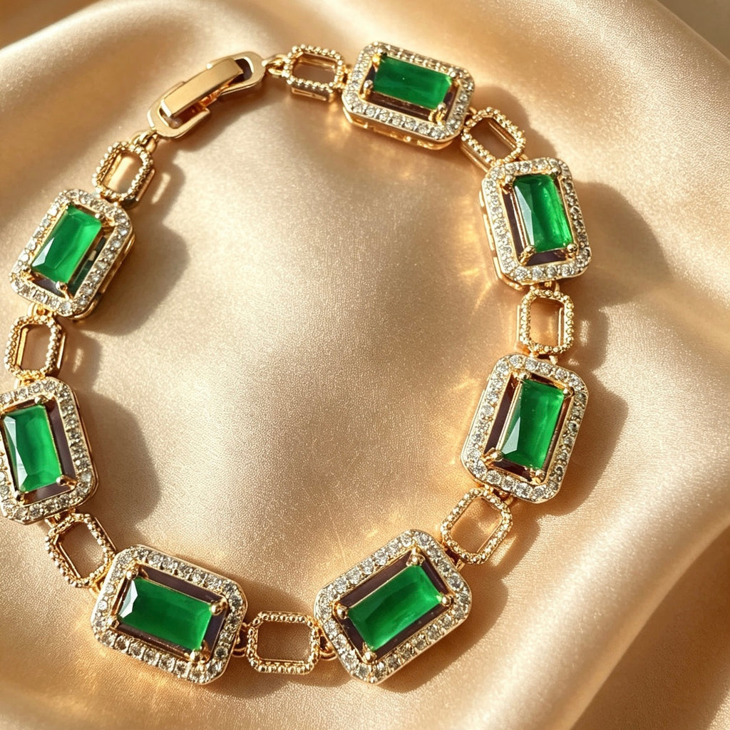 Noor-e-Sabz Green American Diamond Jewellery Set