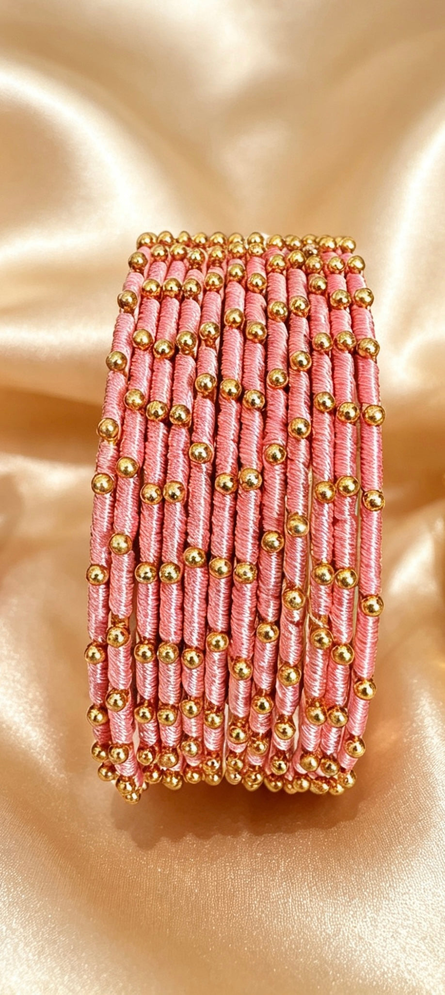 Woven Gold-Accent Metal Bangle Stack