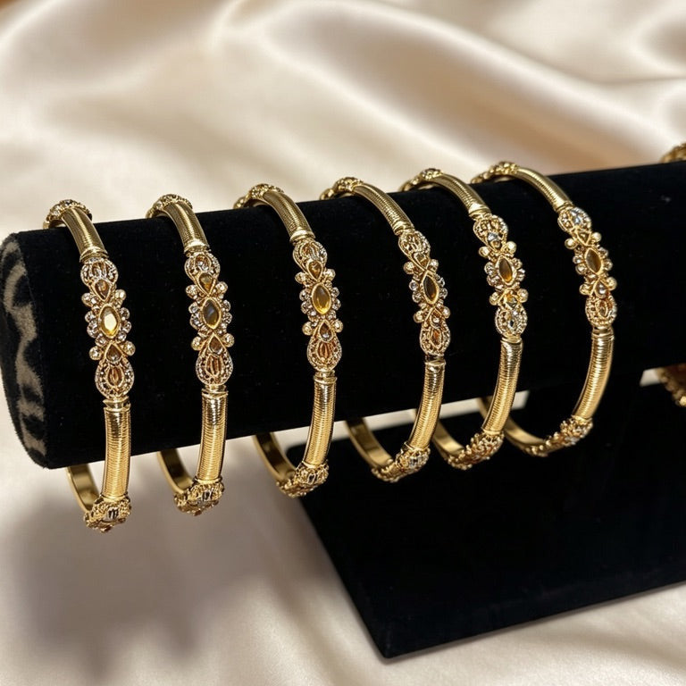 Regal Gemstone Gold Bangle   2.8"