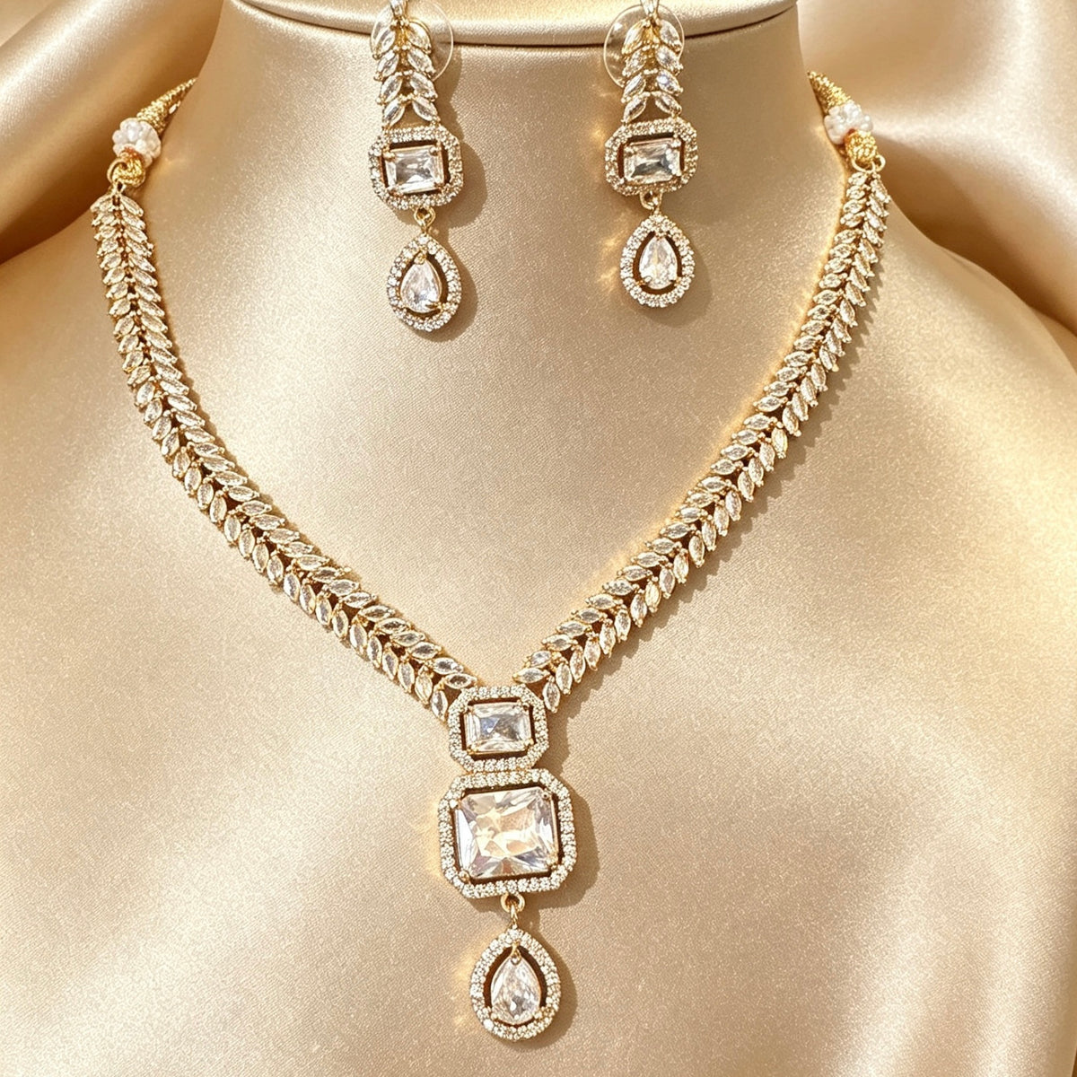 American Diamond Gold Statement Set