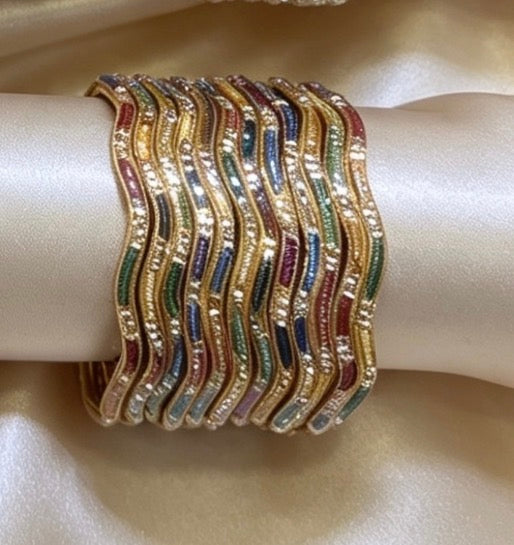 Beaded Bangle Set   2.8"