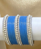 Ferozi Blue Statement Bangles   2.6"