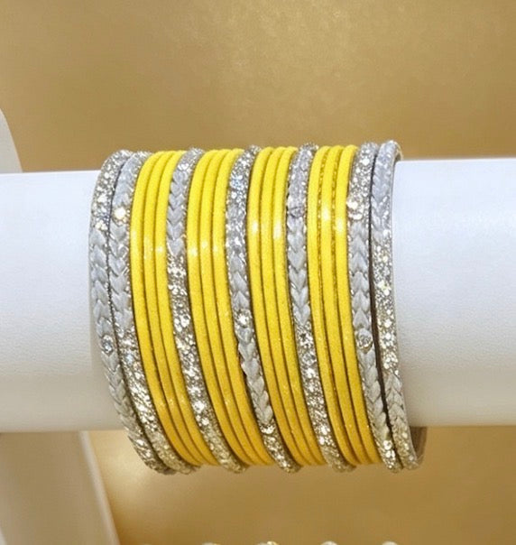 Yellow Statement Bangles   2.6"