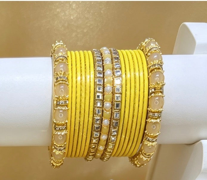 Yellow Statement Bangles   2.6"