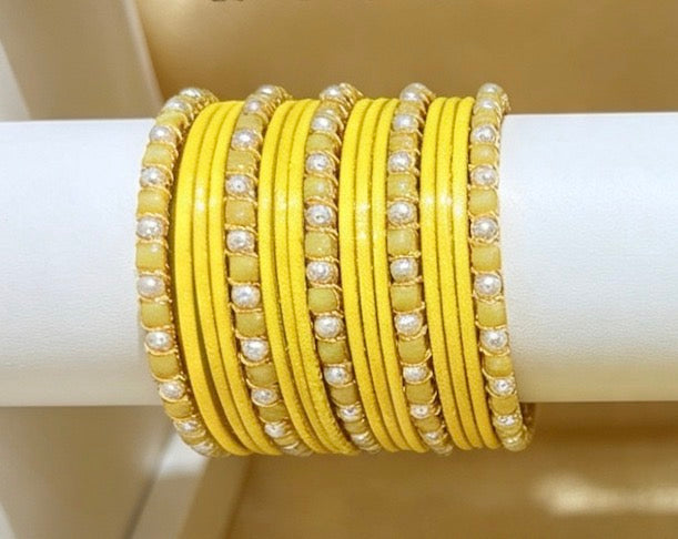 Yellow Statement Bangles   2.6"