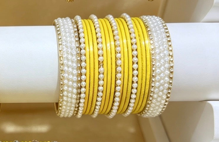 Yellow Statement Bangles   2.6"