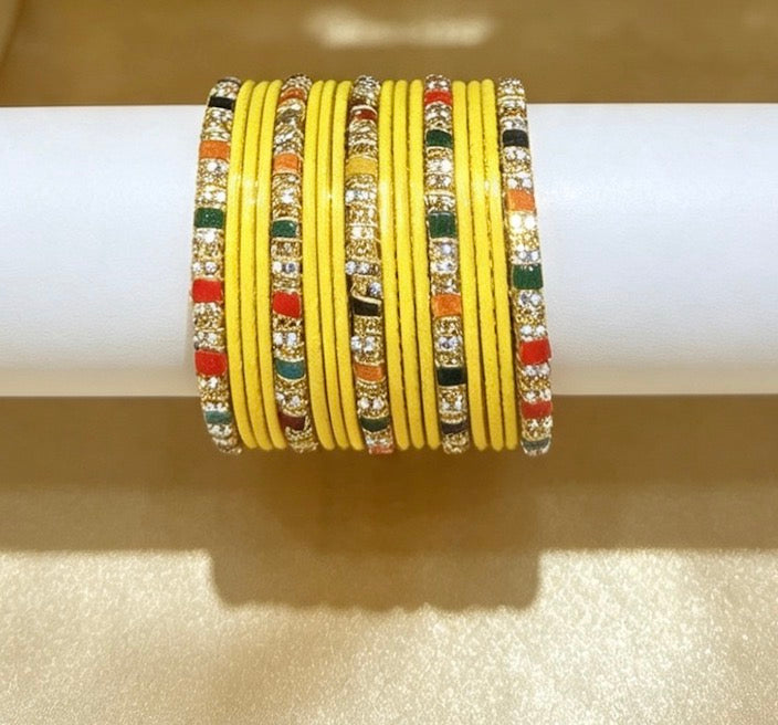 Yellow Statement Bangles   2.6"