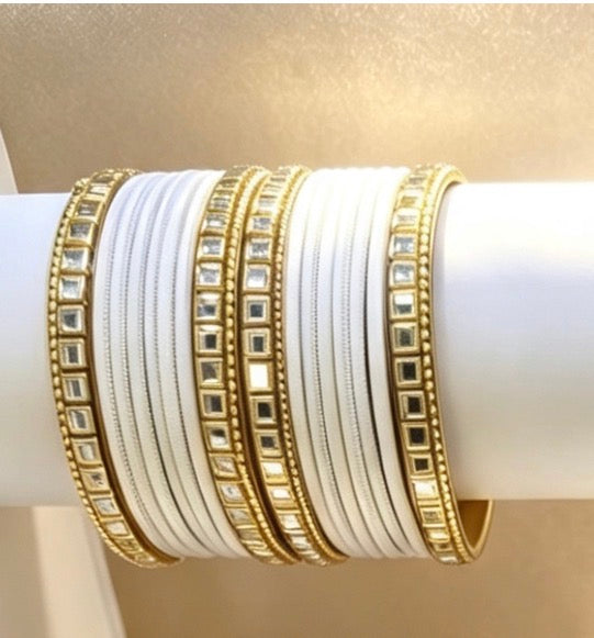 White Statement Bangle Sets  2.6'