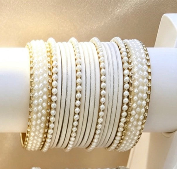 White Statement Bangle Sets  2.6'